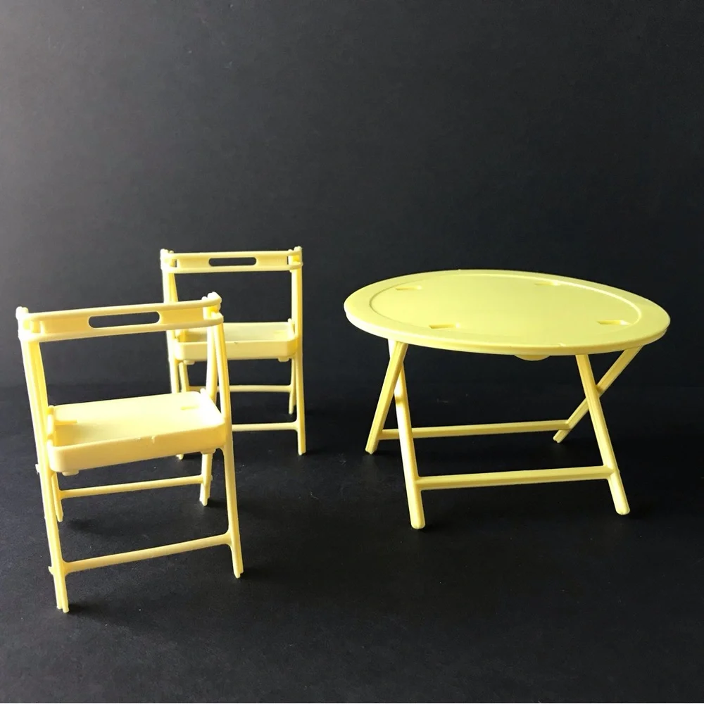 Vintage Barbie Yellow Folding Table and Chairs Set